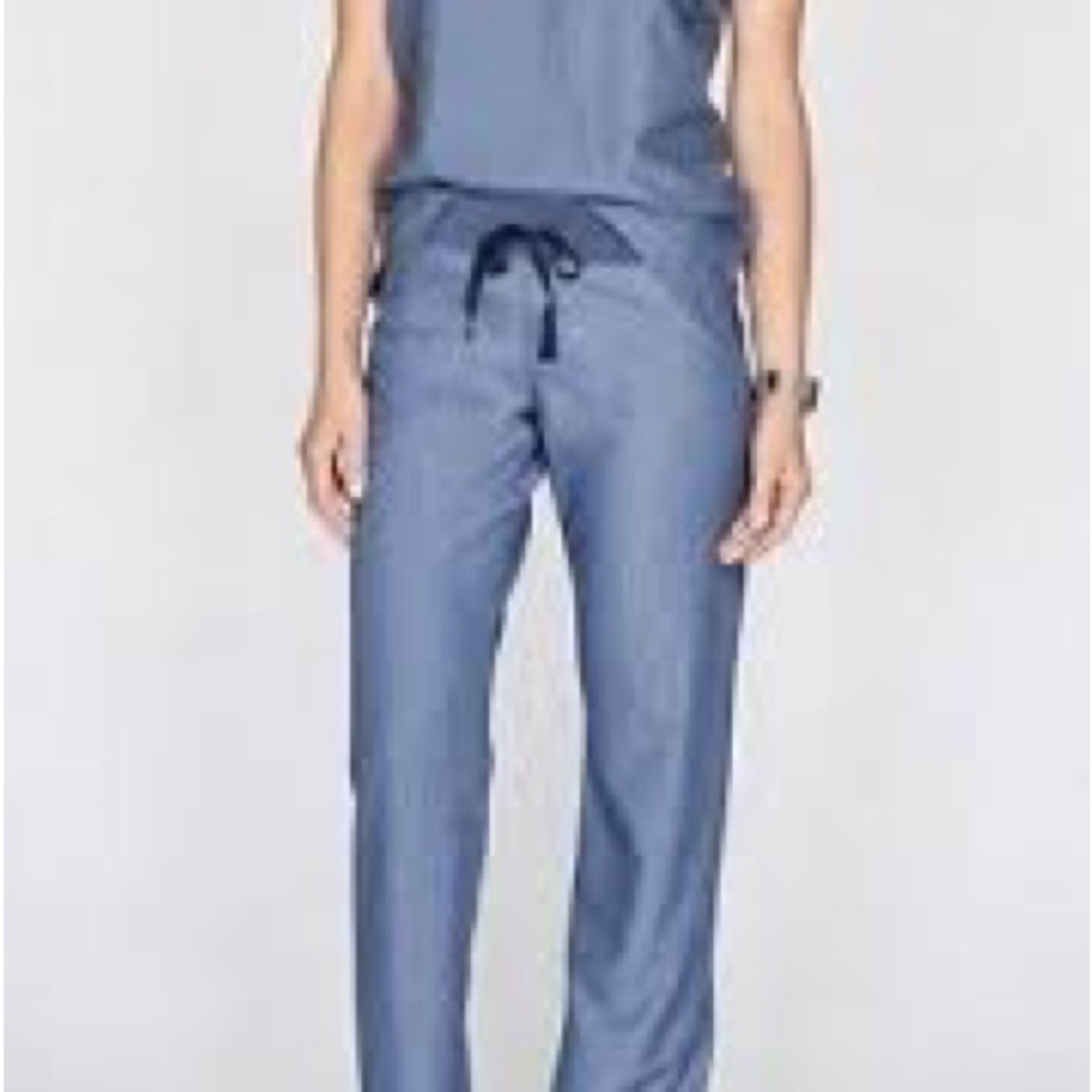 Figs Yola Pants Heather Denim Blue size Small